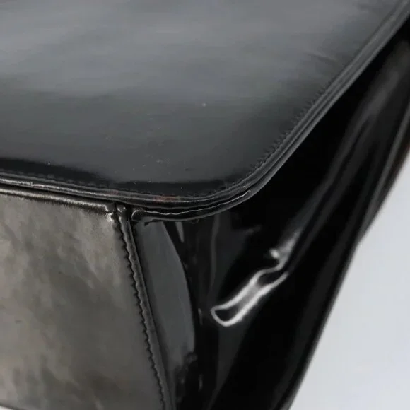 CHANEL Flap Chain Shoulder Bag Patent leather Black Silver CC Auth bs30494 - Picture 2 of 15